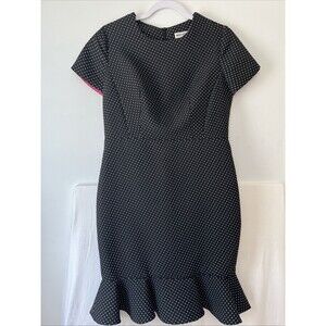Behcetti Black Polka Dot Dress Size 10 Italian Fit & Flare Mermaid, Business
